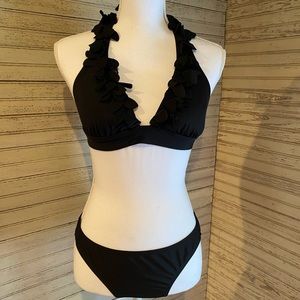 Kenneth Cole Black Floral Detail Bikini - Size S/M